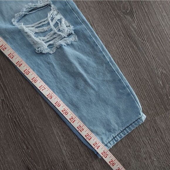 Blue Savvy Straight Leg Distressed Button Fly High Waist Jeans Size 5/27 - Picture 7 of 8
